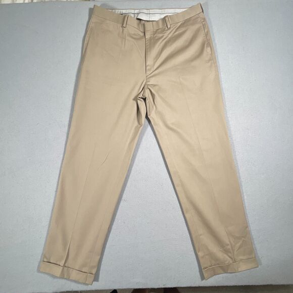 Brooks Brothers Pants Men 38X32 Khaki‎ Cotton Chino Classics Cuffed Beige - Picture 1 of 9